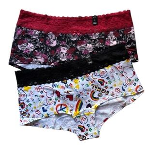 NEW torrid boyshort panties skull roses pride